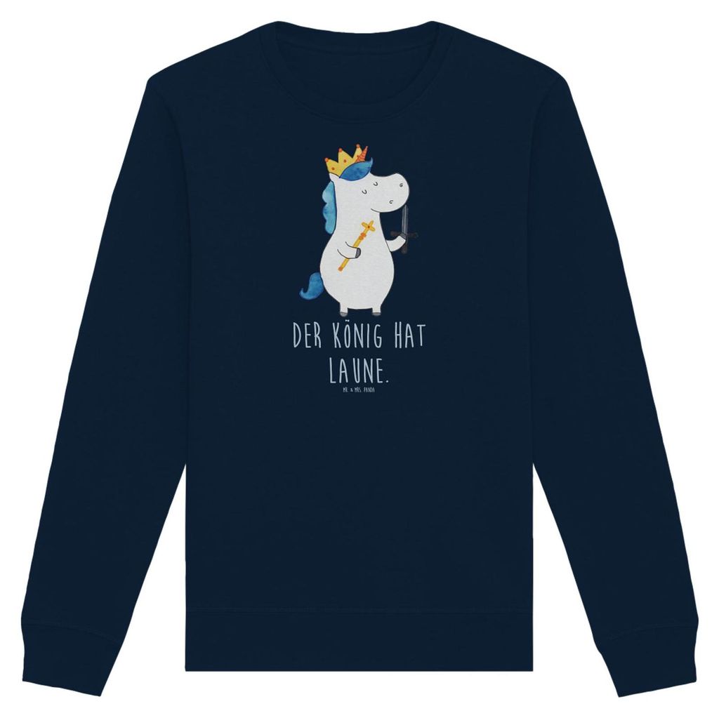 Mr. & Mrs. Panda Baumwoll Pullover Einhorn König mit Schwert Größe XXL - French Navy - Geschenk, Unicorn, Sweater, Sweatshirt, Ritter, Mittelalt...