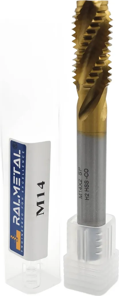 Taraudage M14 pour Inox et Acier dur avec taraud HSS-CO TiSiN DIN376 H2