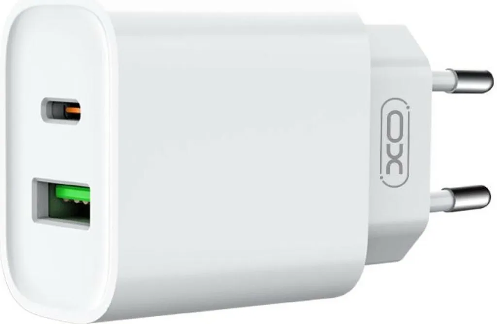 Caricatore da parete XO CE02A PD 20W QC 3.0 18W 1x USB 1x USB-C bianco