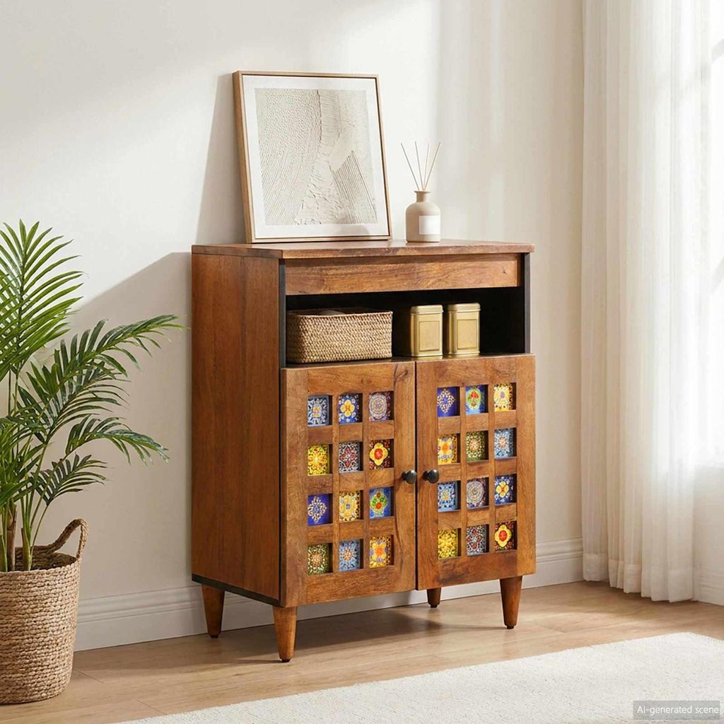 vidaXL Kredens Orzech 60 x 33 x 75 cm Lite drewno mango Zdjęcie produktu 