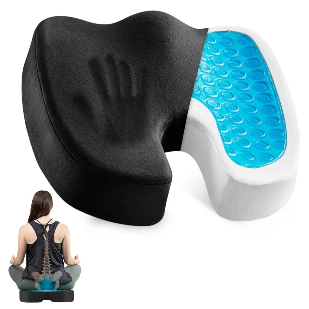 Orthopädisches Sitzkissen zur Vorbeugung von Druckgeschwüren, Ringkissen, Steißbeinkissen, Druckentlastung, Kombination aus Gel und Memory-Schaum.