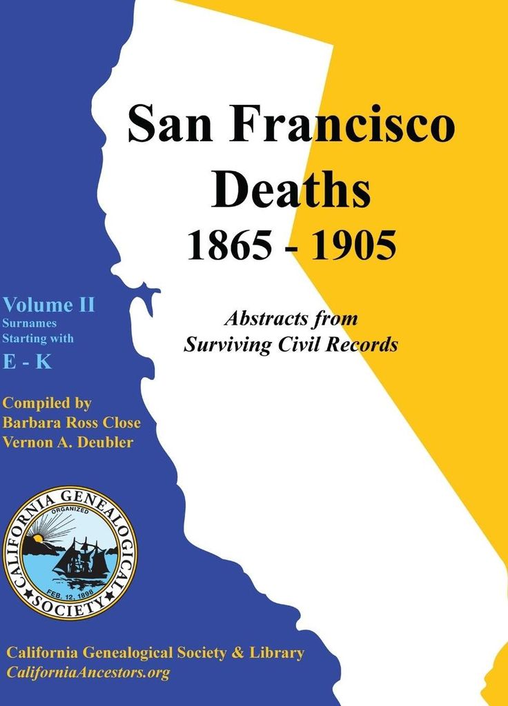 San Francisco Deaths 1865-1905 Volume II