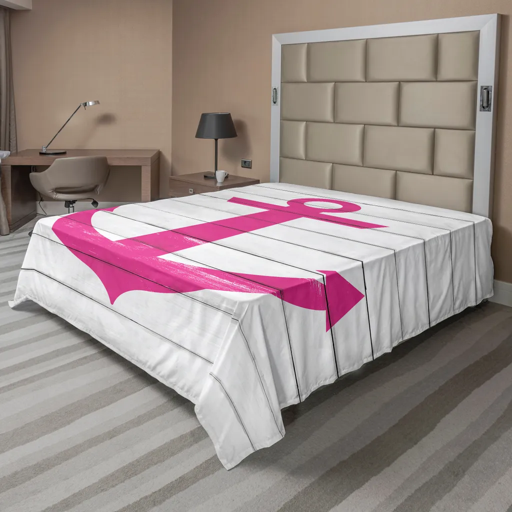 Drap de lit supérieur à motif nautique et ancres rustiques 244x205 cm