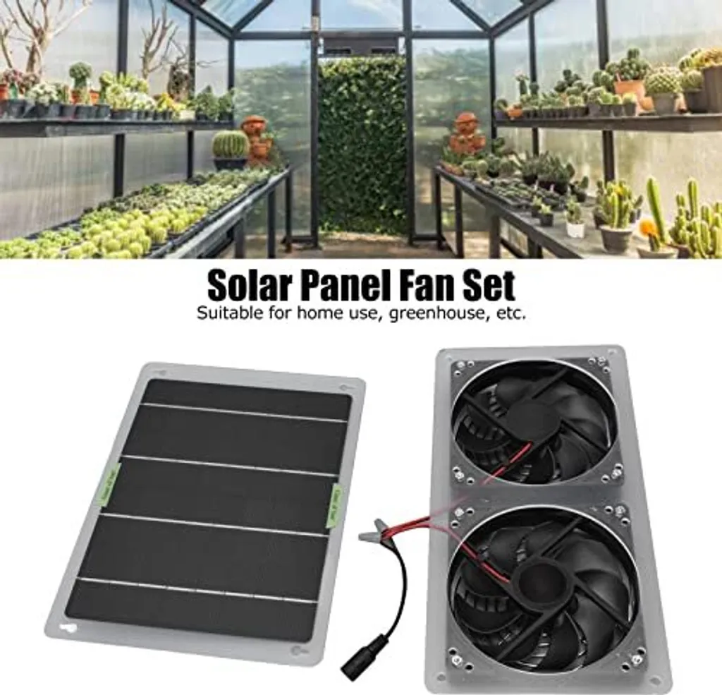 Asixxsix Solar Panel Fan Kit, 100 W 12 V Waterproof Portable Dual Exhaust Fan Ventilatore doppio ad energia solare per piccoli pollai,