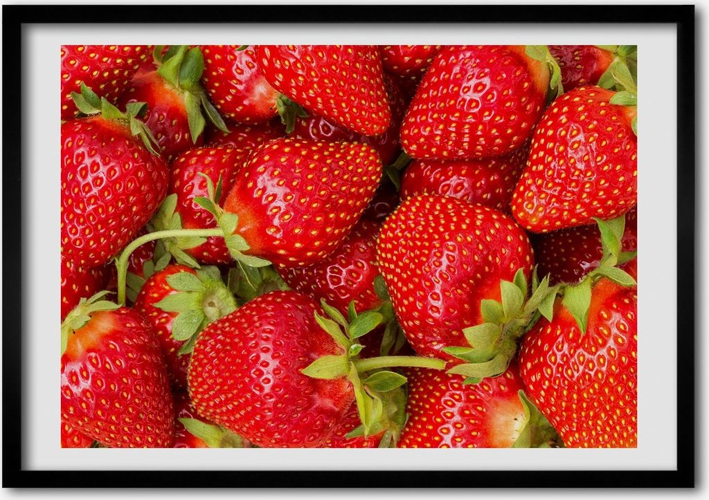 Bild - Bilder - Bilderrahmen - 70 cm x 50 cm - MDF-Rahmen, Wandkunst Erdbeeren