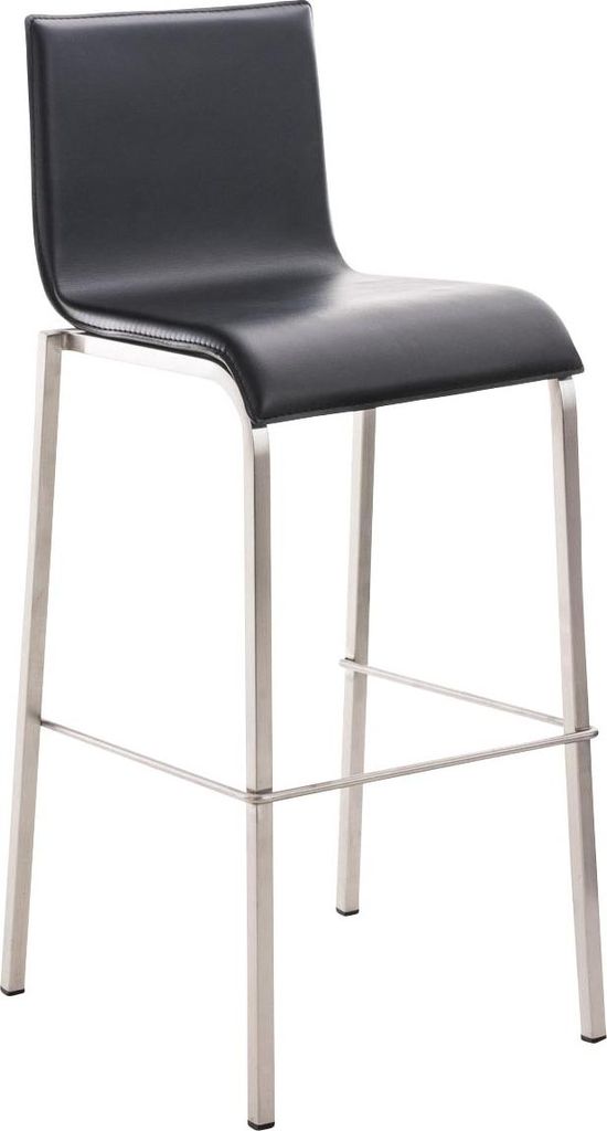 Barhocker KELAN - Kunstleder Schwarz 43x51x103 cm Silber | Barstuhl Mit Lehne Tresenhocker Tresenstuhl Kneipenhocker Kneipenstuhl