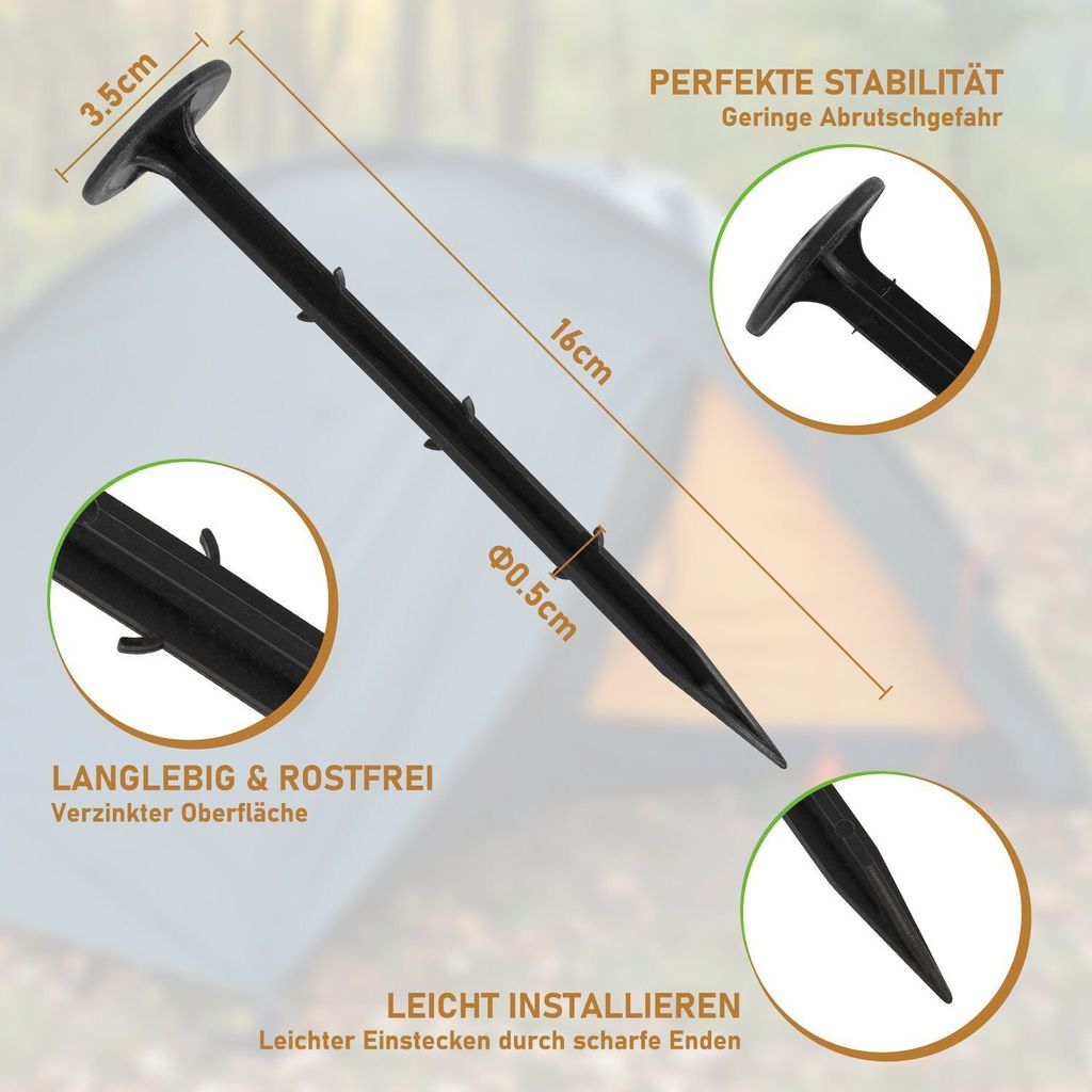 Bodenanker 200x stabile Erdanker Unkrautvlies, Kunststoff, Produktbild 