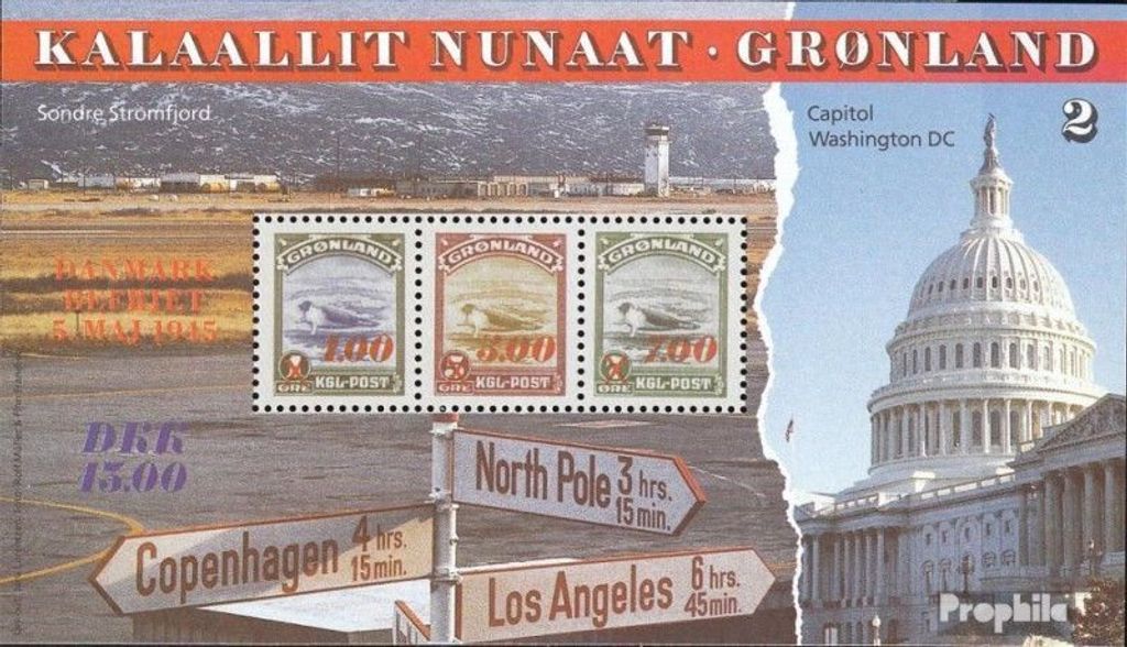 Briefmarken Dänemark - Grönland 1995 Mi Block7 postfrisch Kriegsende