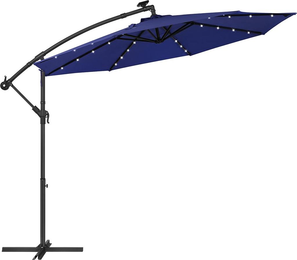 Sonnenschirm mit LED-Solarbeleuchtung und Ständer