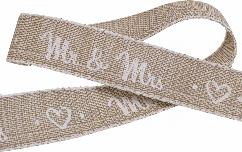 Geschenkband Braun 15mm 20m Hochzeit Schleifenband mit Herzen