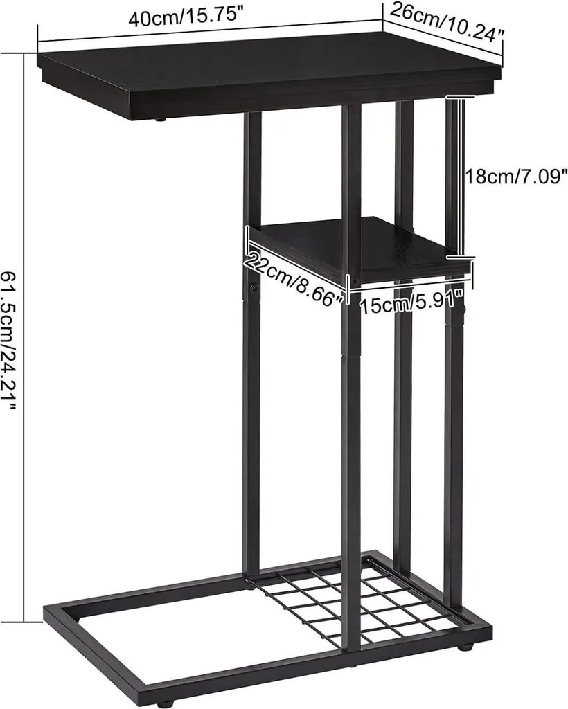 Table de Travail pour Canapé Support Ordinateur Portable Noir en C