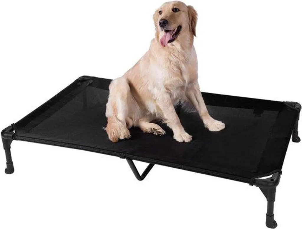 Lit surélevé rafraîchissant pour chien XL noir - Structure en acier 120cm