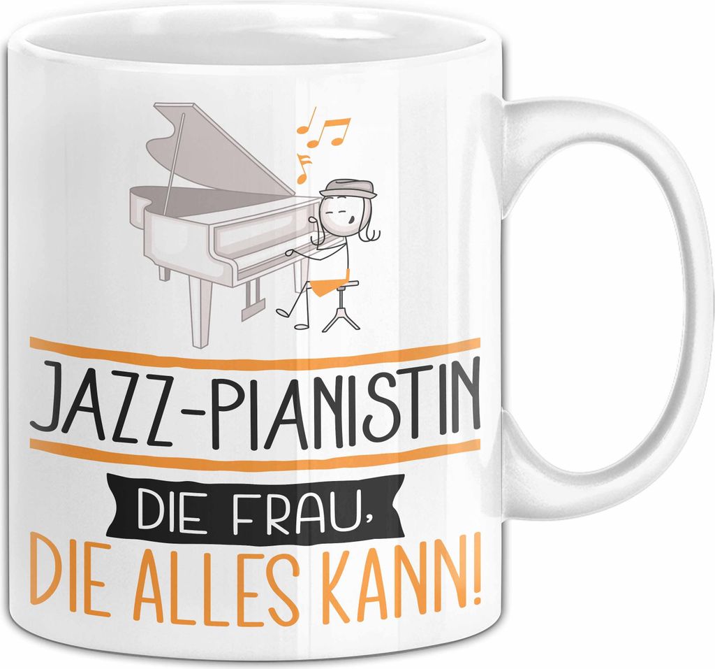 Jazz-Pianistin Geschenk Tasse Becher Die Frau Die Allen Kann Geschenkidee für eine Jazz-Pianistin Lustig (Weiß)