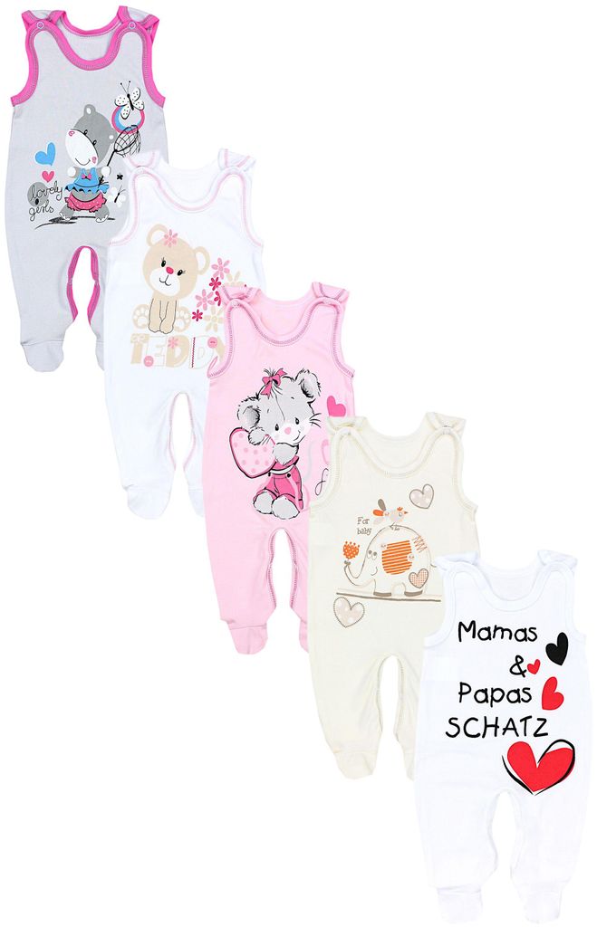 TupTam Unisex Baby Strampler mit Aufdruck 5er Set, Farbe: Mädchen 2, Größe: 62