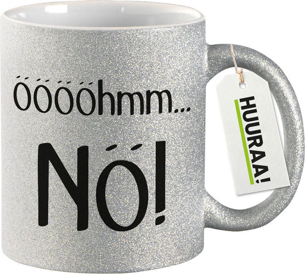 Huuraa Glitzertasse ööööhmm Nö Schriftzug 330ml Silber Keramik Kaffeebecher Geschenkidee