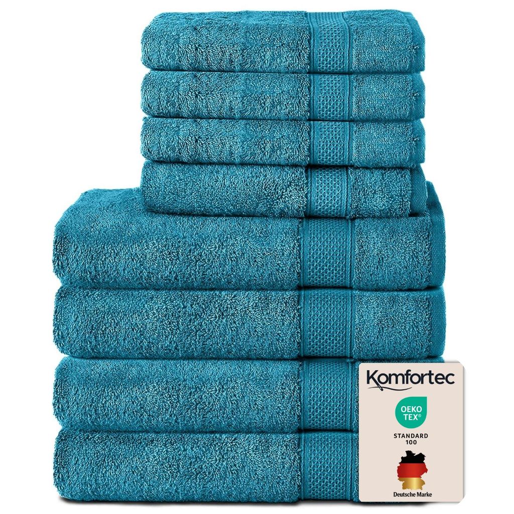Komfortec 8er Handtuch Set aus 100% Baumwolle, 4 Badetücher Produktbild 