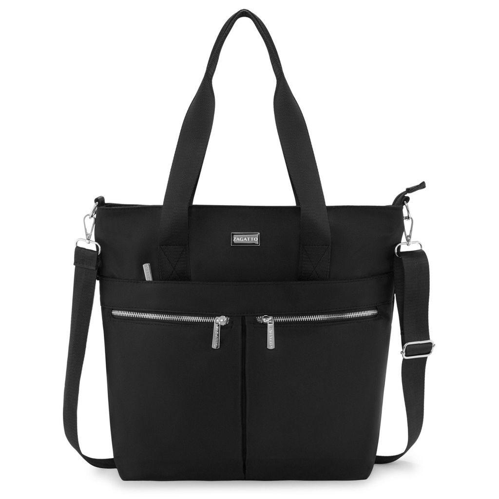 Zagatto Handtasche Damen Shopper Tasche Schultertasche für Arbeit und Schule Schwarz ZG1106
