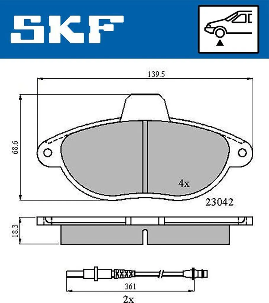 Plaquettes de frein pour utilitaire Expert et Jumpy SKF VKBP 80423 E
