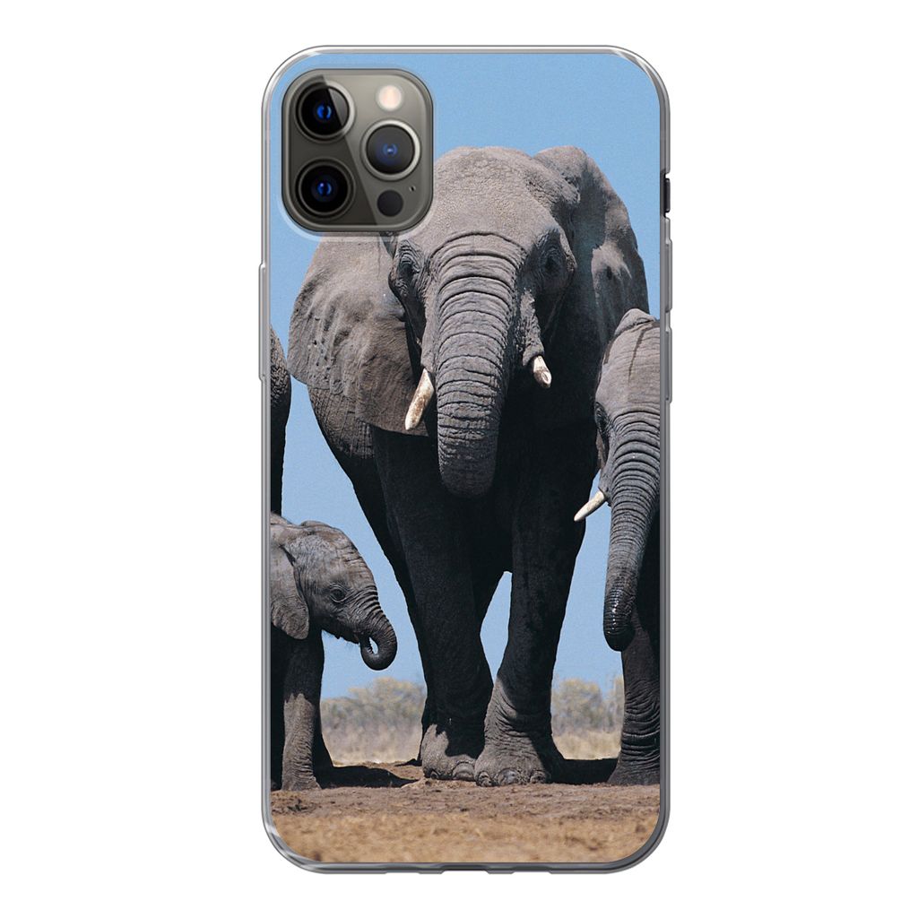 MuchoWow Handyhülle Schutzhülle Hülle für iPhone 13 Pro Max Elefant - Prärie - Tiere - Natur Silikon Softcase Handy Hülle - Mobiltelefon