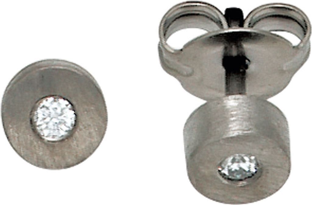 Solitär Ohrstecker Stecker aus Titan mit Diamanten Brillanten für Damen