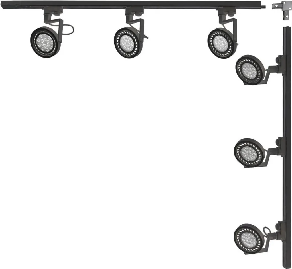 Éclairage sur rail monophasé 1x1m Zuma Line noir pour salon ou bureau