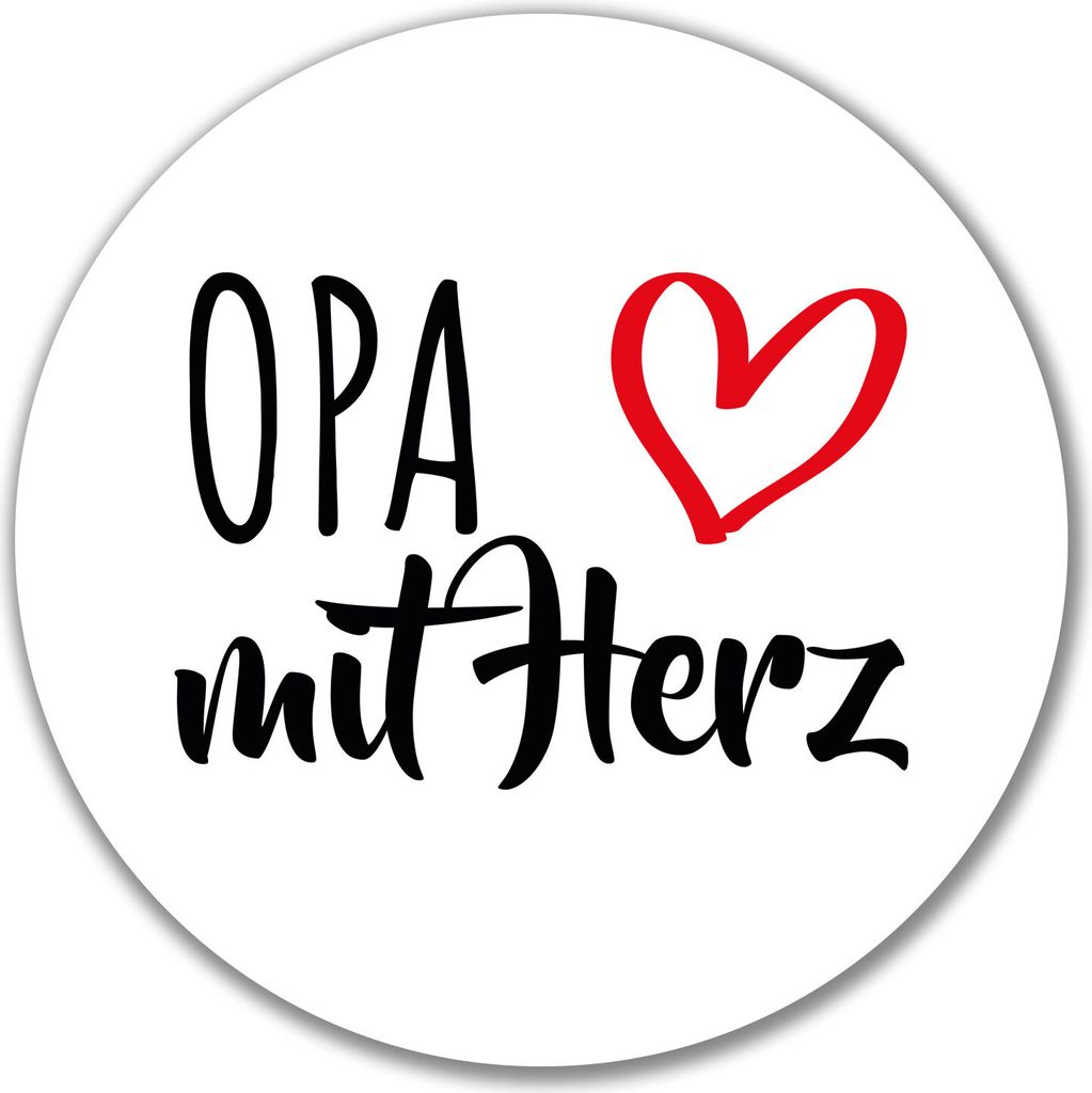 Huuraa Aufkleber Opa mit Herz 10cm rund Sticker Geschenkidee