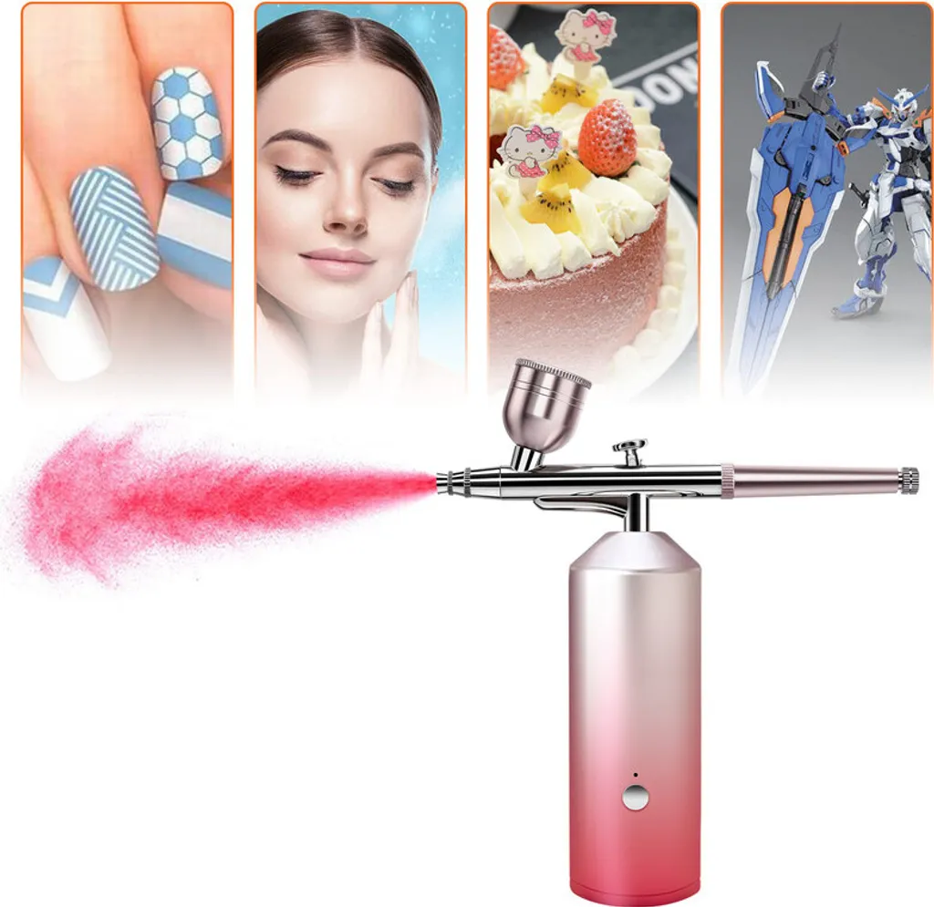 Kit aérographe rose sans fil à pression réglable et batterie longue durée - 5