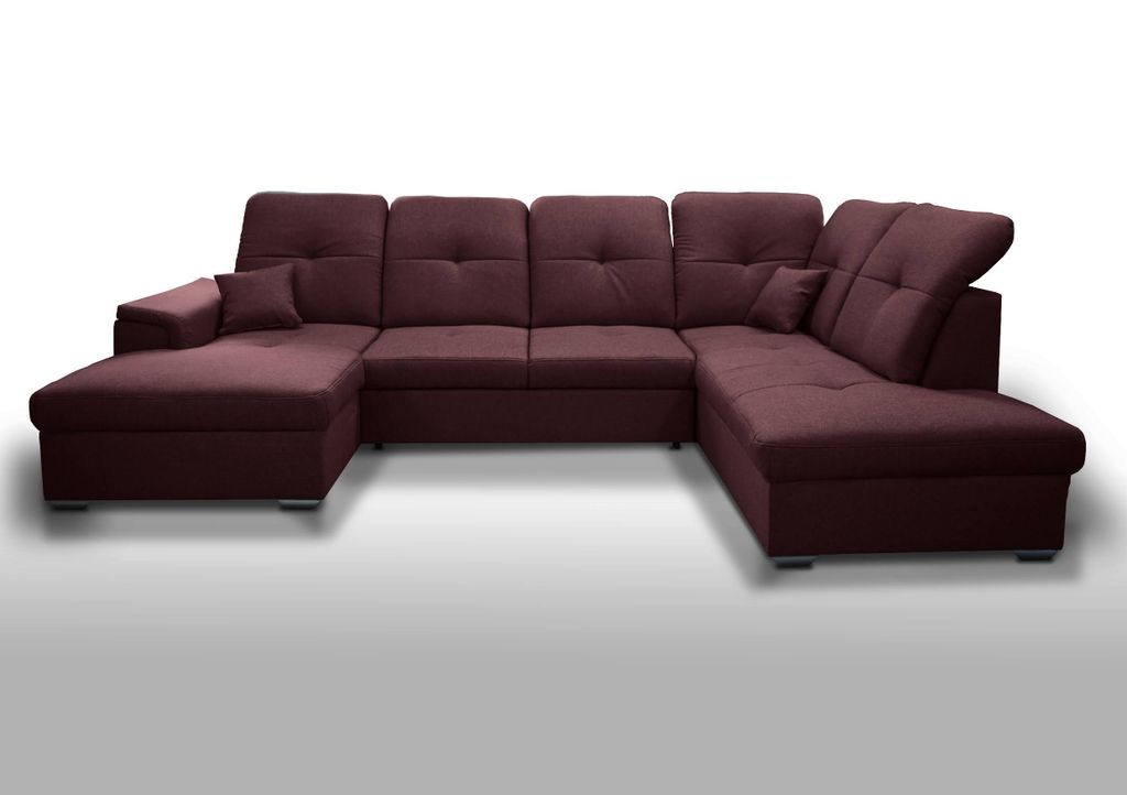 Großes Ecksofa BLANCO U Farbe Monolith 59 Kastanienbraun Ecksofa mit Schlaffunktion für das Wohnzimmer Ecksofa mit verstellbaren Kopfstützen Woh...