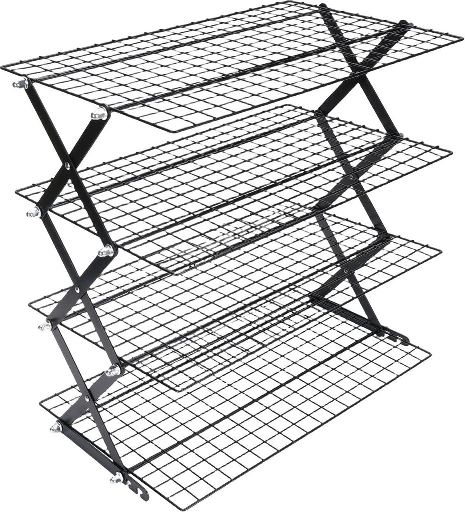 Küchenarbeitsplatten-Aufbewahrungsregal, faltbar, platzsparendes Regal aus Edelstahl zum Trocknen von Lebensmitteln und Gewürzen, 4 Etagen