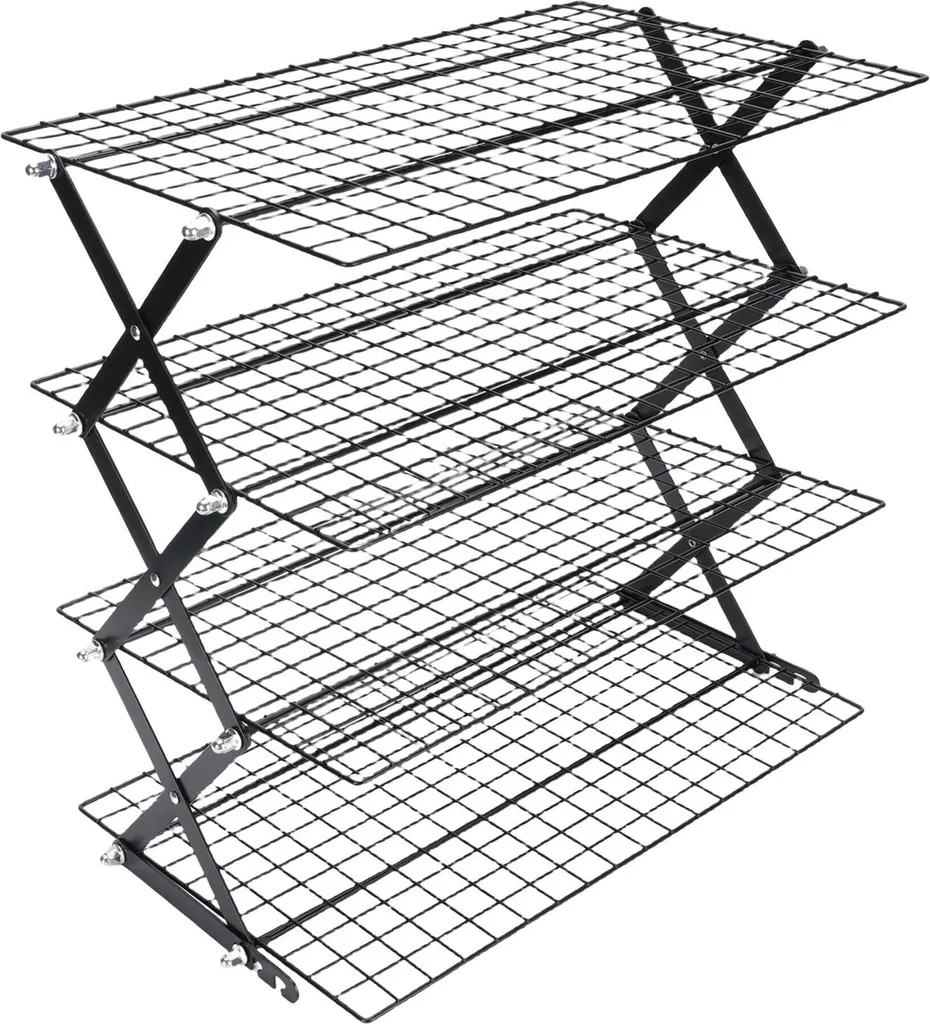 Étagère de rangement pliable inox 4 niveaux, gain de place pour cuisine