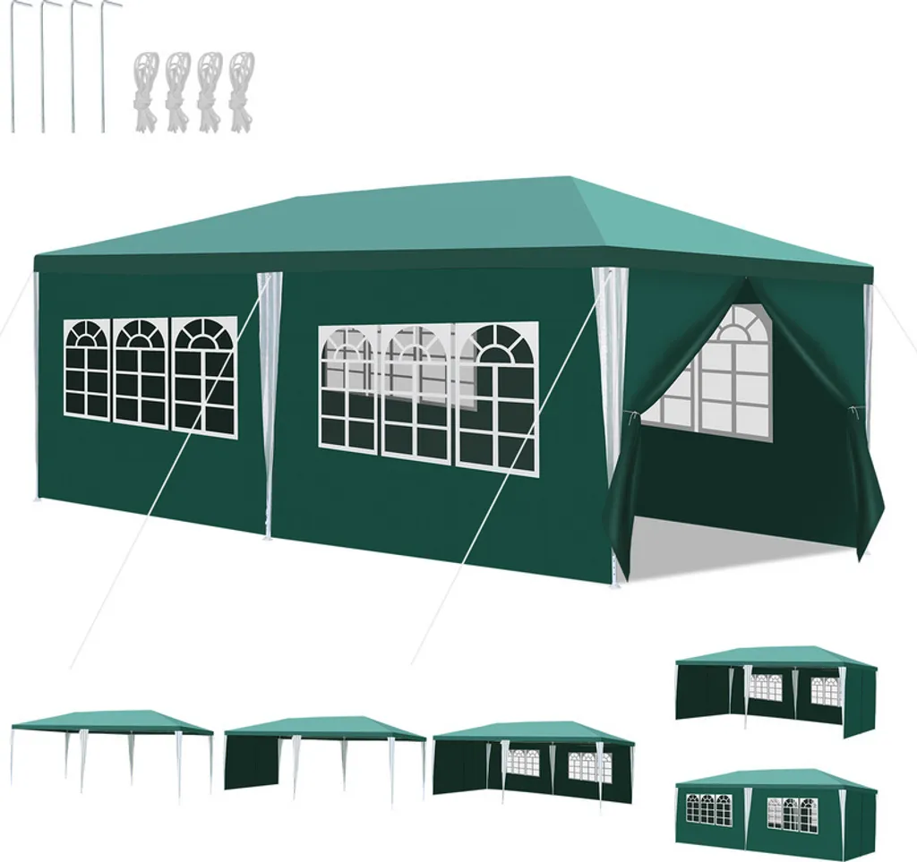Tenda da Giardino 3x6m Impermeabile: Gazebo Verde per Matrimoni e BBQ