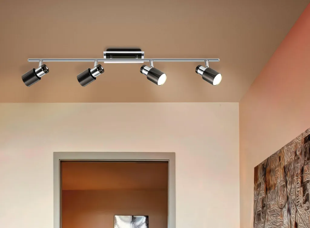 Plafonnier LED DAVIDA 1, 4 spots orientables, design métal de 78cm de long