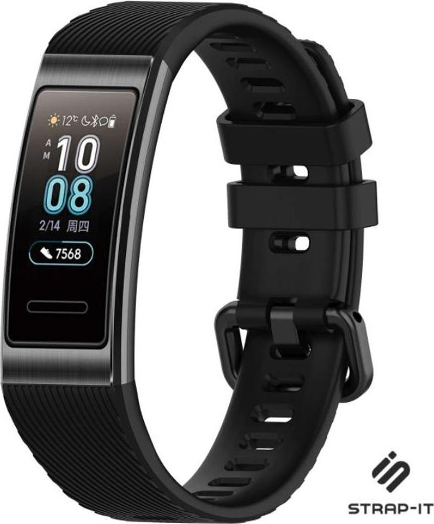 Silikon-Smartwatch-Armband – Passend für Huawei Band 3/4 Pro – Schwarz – Strap-it Uhrenarmband / Armband