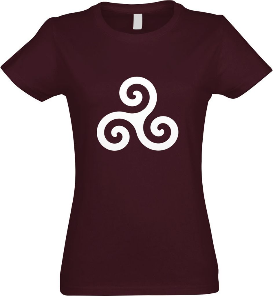Kiwistar - T-Shirt tailliert - Damen - Burgund - Triskele - mit Motiv Bedruckt - Funshirt Design - Sport - Freizeit - Damen - S