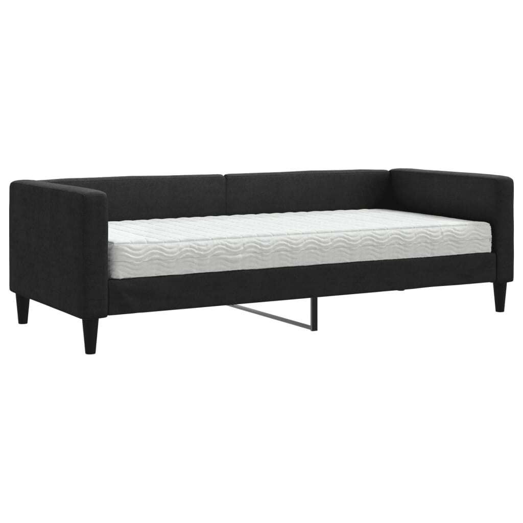 "SALE 2026"Tagesbett - Einzelbett/Jugendbett mit Lattenrost - mit Matratze Schwarz 80x200cm Stoff - Klassische Betten DEMöbel547410