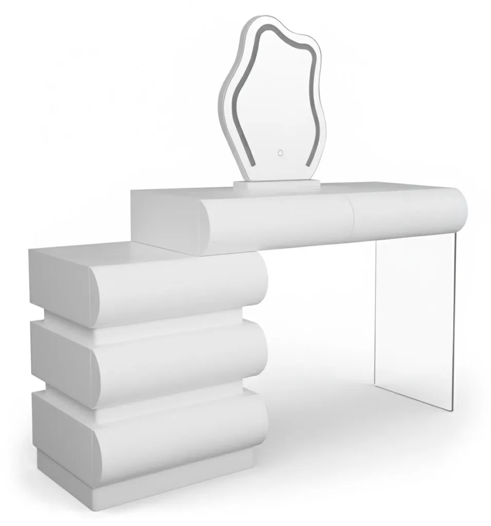 Coiffeuse de maquillage design avec miroir et rangements modulables