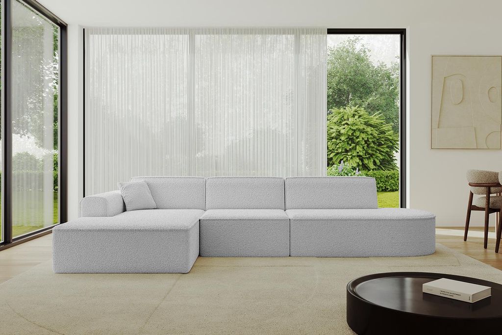 ALTDECOR Ecksofa in L-Form IREA-L2-v3 327x165x77 cm Hellgrau Corner Sofa Eckcouch Couch Wohnlandschaft Cauchsofa