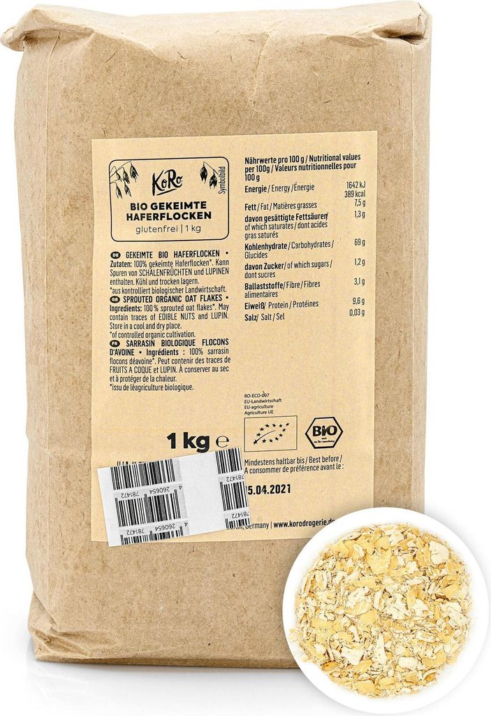 KoRo I Gekeimte  Feinblatt Haferflocken 1 kg Produktbild 