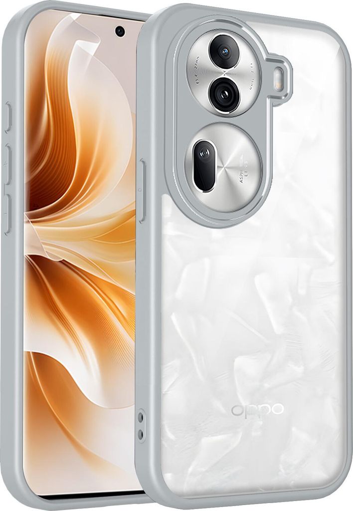 Hülle für Oppo Reno11 Pro Transparente Rückseite TPU Bumper Stoßfest Handyhülle Grau
