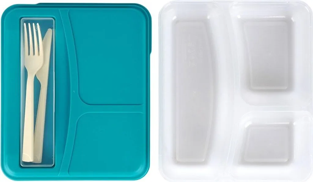 Lunch Box Design Minimalista: Contenitore Colazione Ermetico con Posate - 4