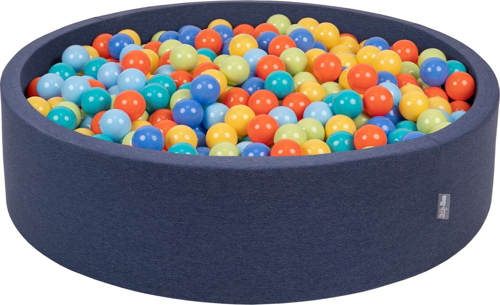 KiddyMoon Bällebad 120x30cm 600 Bälle ∅7cm Rund Bällepool Mit Bunten Bällen Für Babys Und Kinder