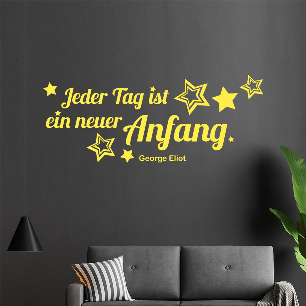Jedeer Tag ist ein neuer Anfang Wandtattoo in 6 Größen - Wandaufkleber Wall Sticker - Dekoration, Küche, Wohnzimmer, Schlafzimmer, Badezimmer