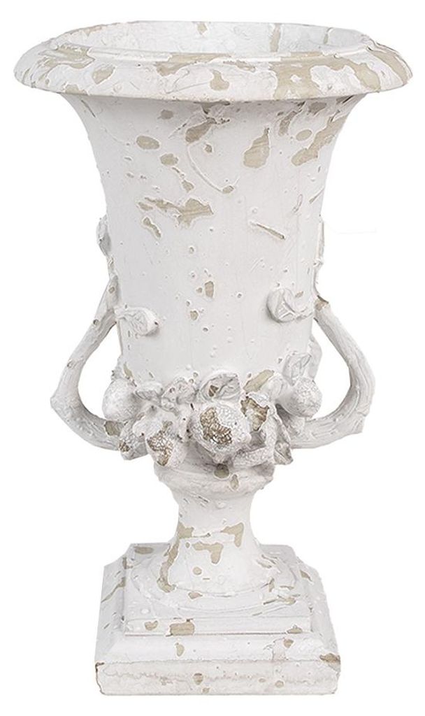 Clayre & Eef Blumentopf Ø 19x28 cm Weiß Beige Polyresin Produktbild 