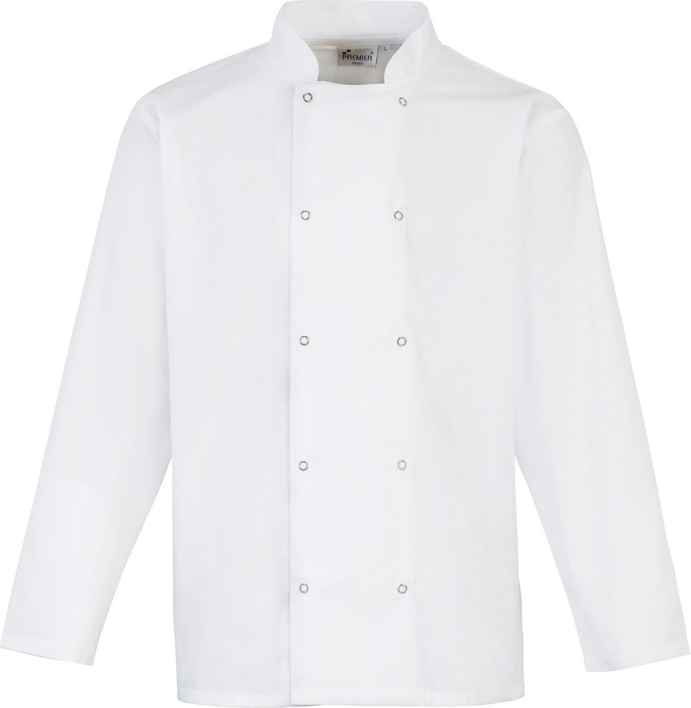 Premier Langarm Chefs/Koch Jacke mit Druckknöpfen (2 Stück/Packung) RW6820 (3XL) (Weiß)