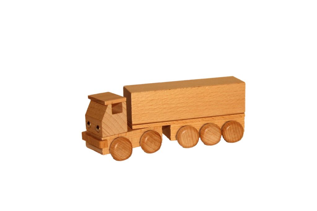 Holzspielzeug Sattelzug mit Pritsche natur Länge ca. 15 cm NEU
