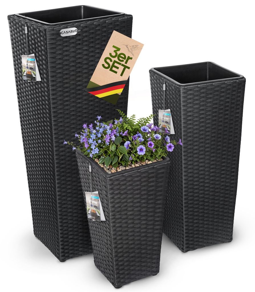 CASARIA® Blumentopf 3er Set Polyrattangeflecht Übertopf Produktbild 