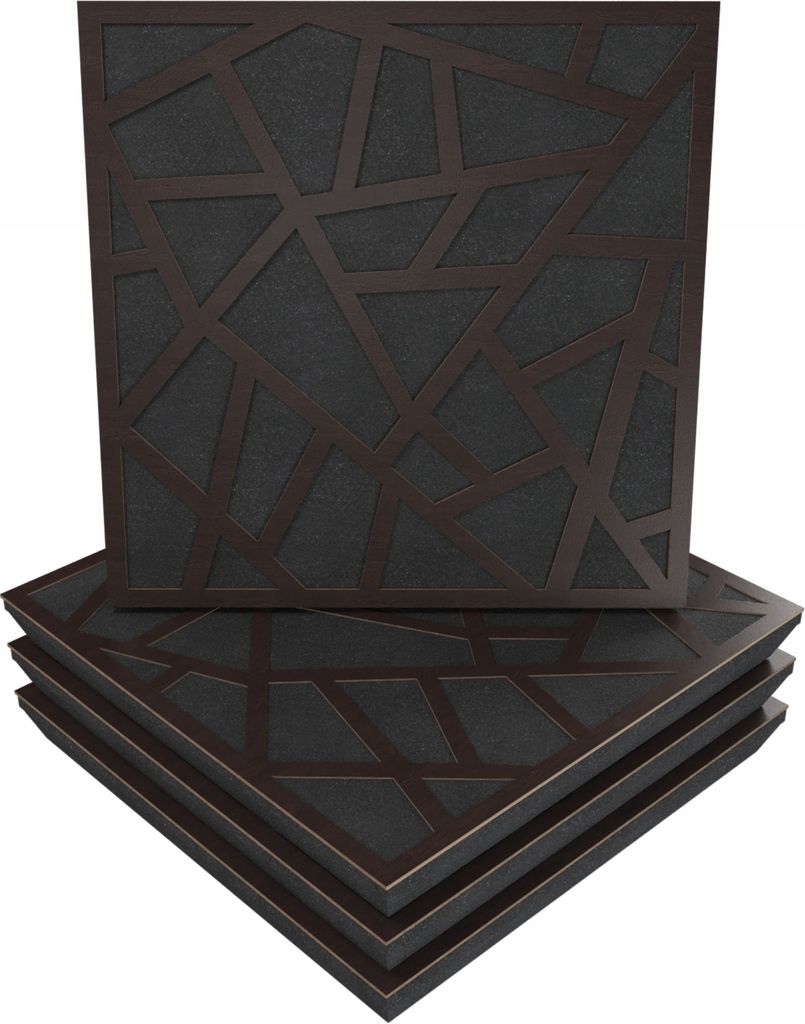 4 Stück AKUSTIK-WANDPANEELE mit Montageset | "SKYROSS" 50x50x5cm | Absorption und Diffusion | Farbe: Wenge