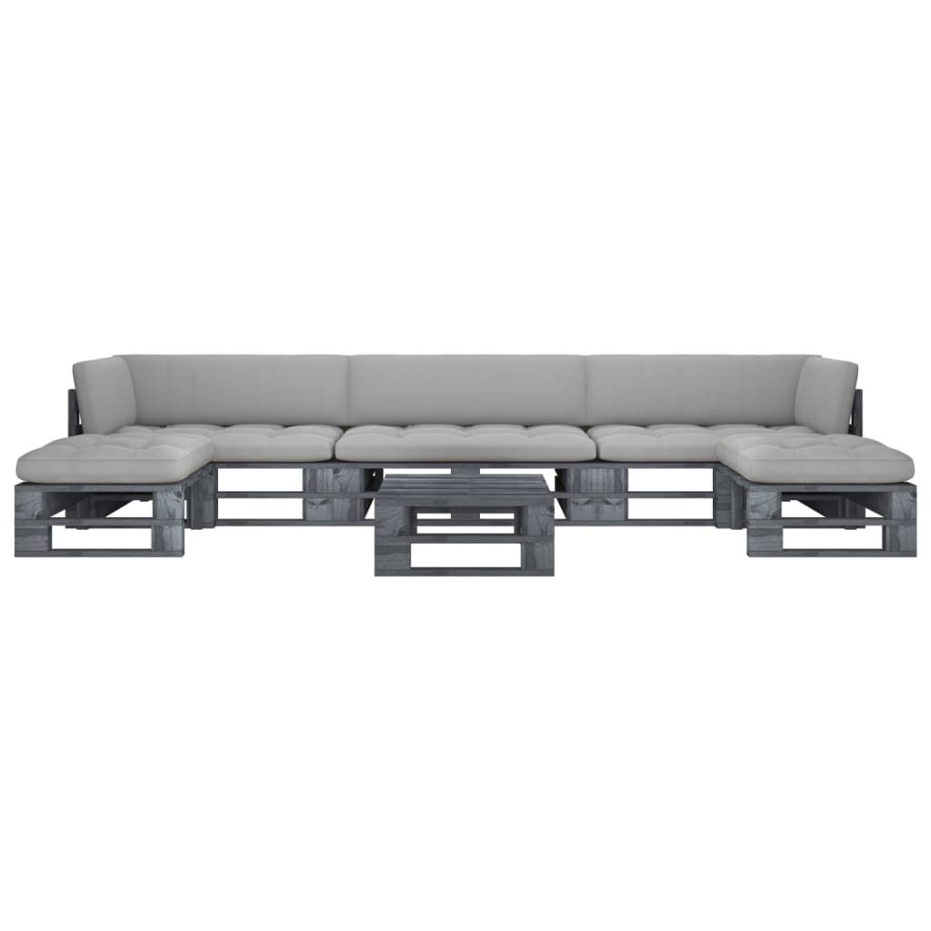 Maison Exclusive - 6-tlg. Paletten-Lounge-Set Grau Imprägniertes Kiefernholz