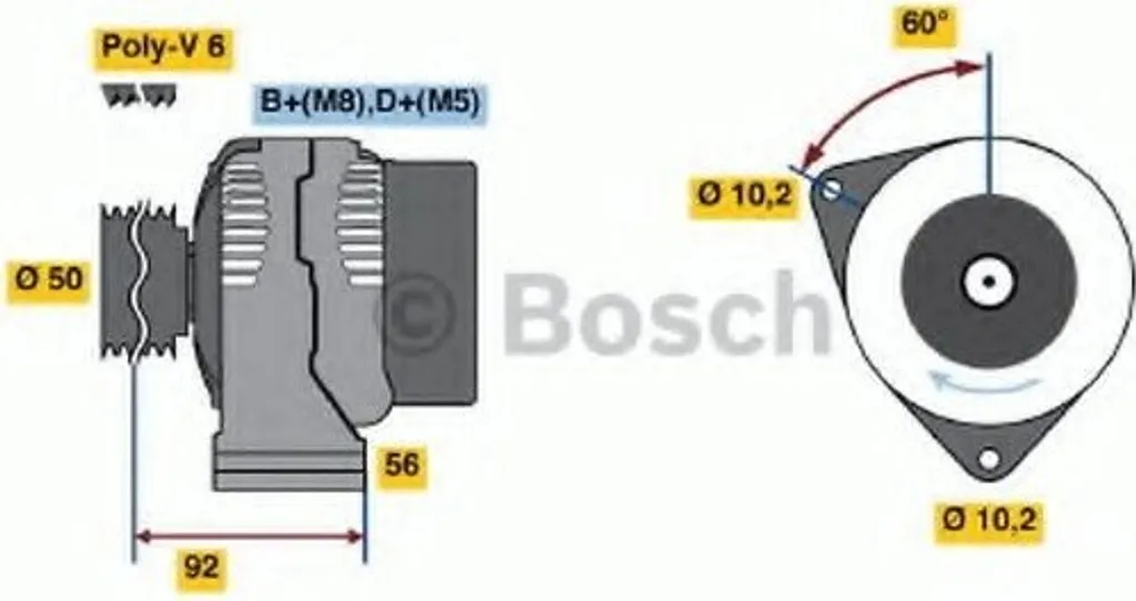 Alternateur triphasé 120A Bosch pour rénovation électricité automobile