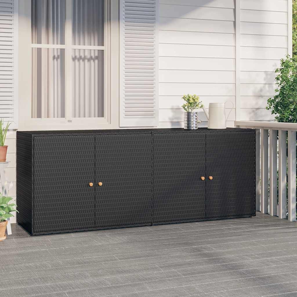 vidaXL Gartenschrank Schwarz 198x55,5x80 cm Poly Rattan Produktbild 